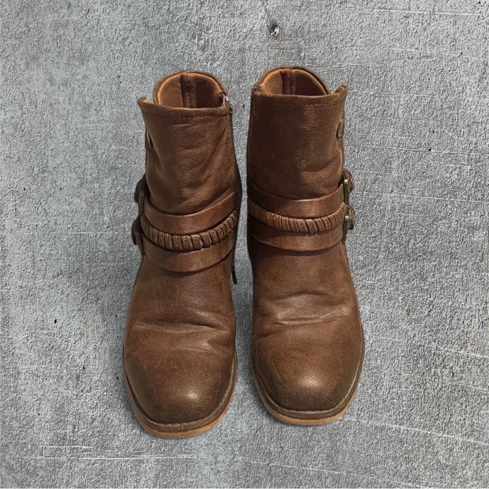 New Look Brown Ankle Boots with Buckle Detail